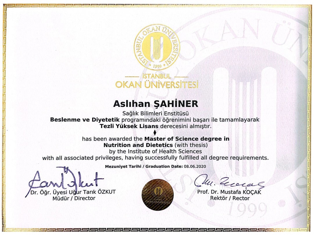 İstanbul Okan Üniversitesi -Beslenme ve Diyetetik Tezli Yüksek Lisans